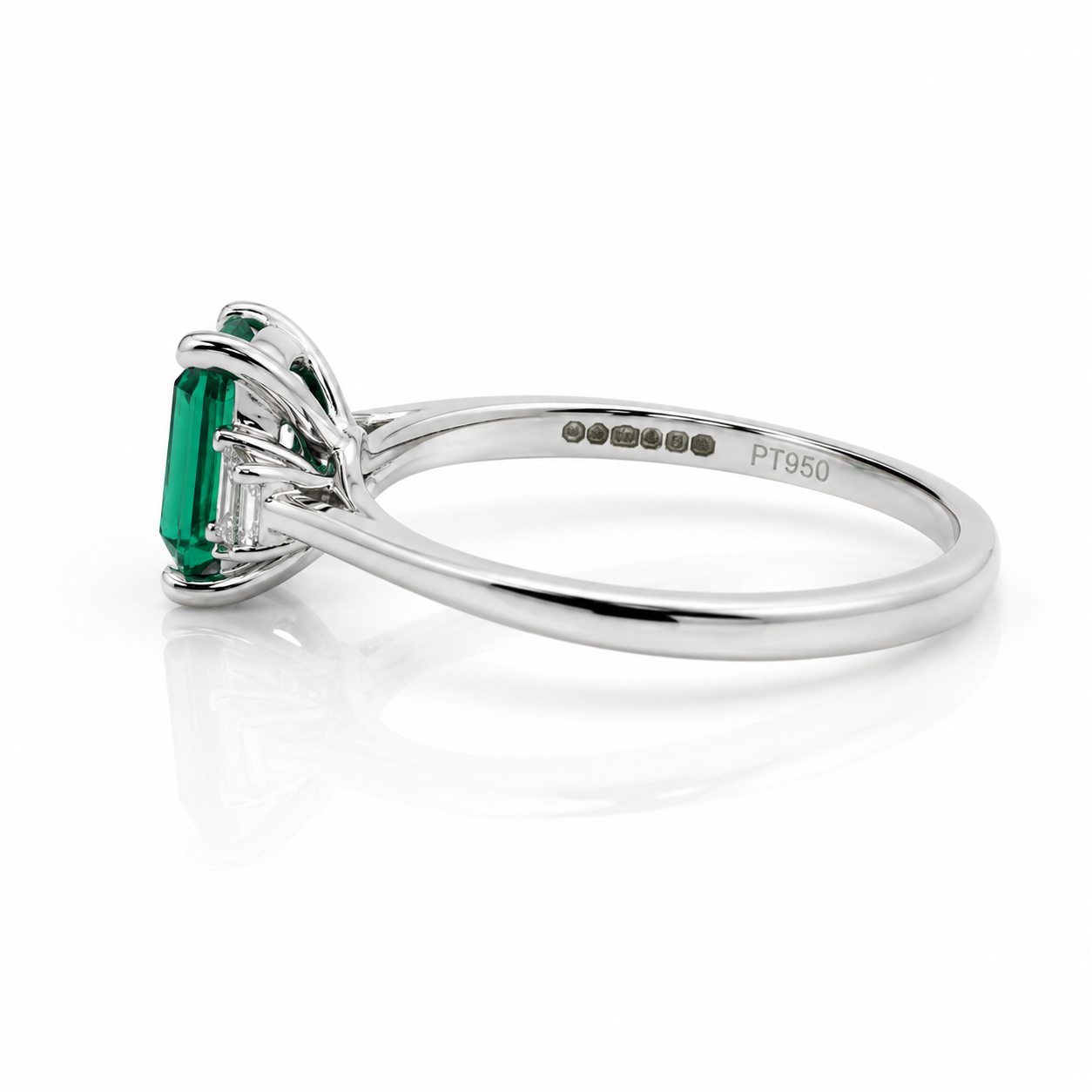 Emerald Cut Green Tourmaline & Diamond Ring