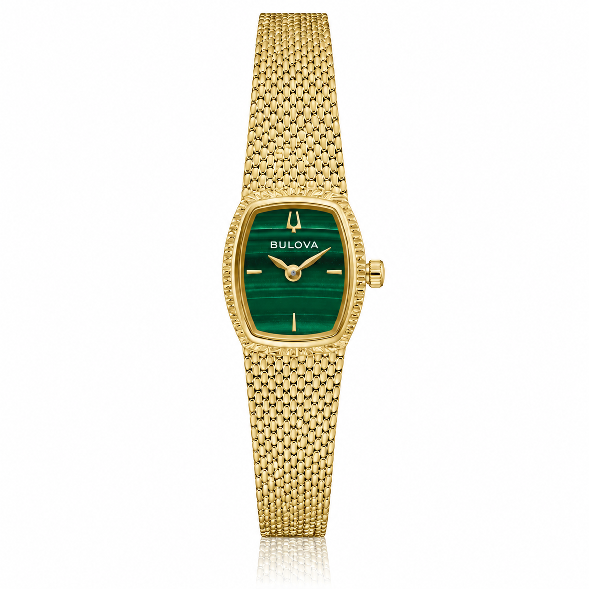 Bulova Goddess of Time 97L184 gold-tone ladies watch with genuine green malachite dial