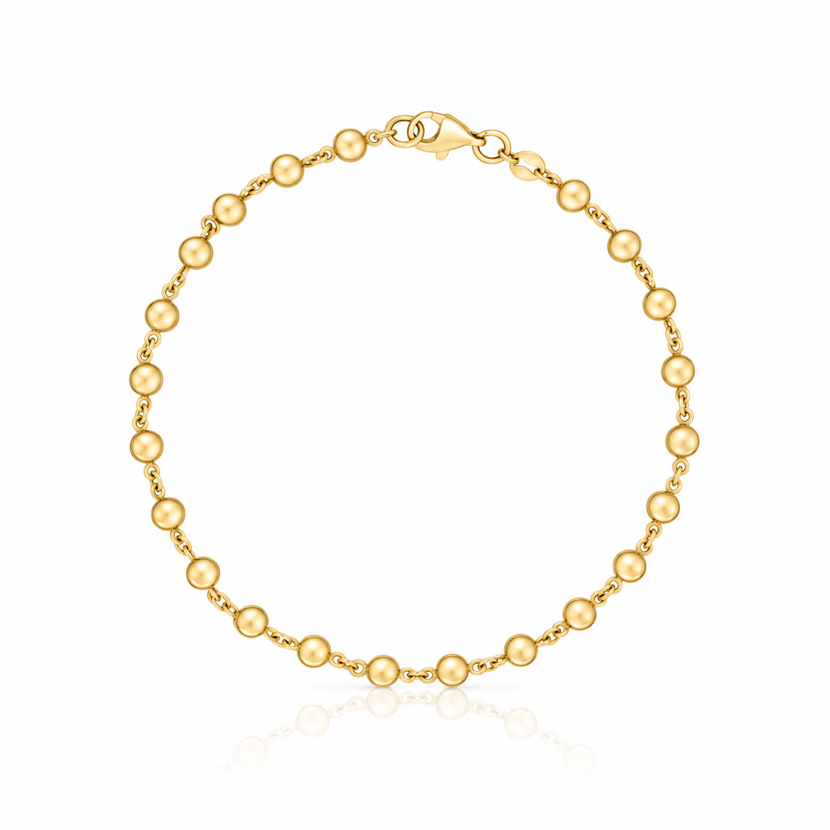 9ct yellow gold ball chain bracelet with polished round links