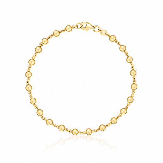 9ct yellow gold ball chain bracelet with polished round links