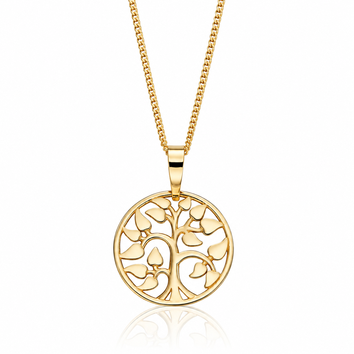 9ct yellow gold Tree of Life pendant on adjustable chain
