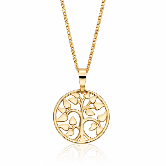 9ct yellow gold Tree of Life pendant on adjustable chain