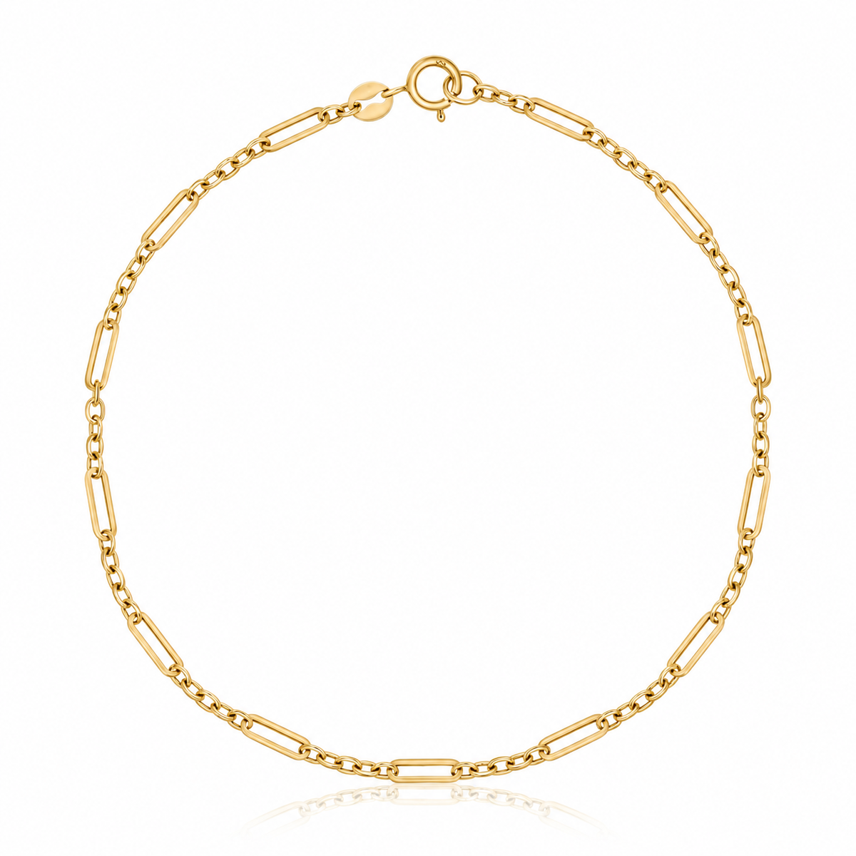 9ct yellow gold mixed length link bracelet with polished elongated links