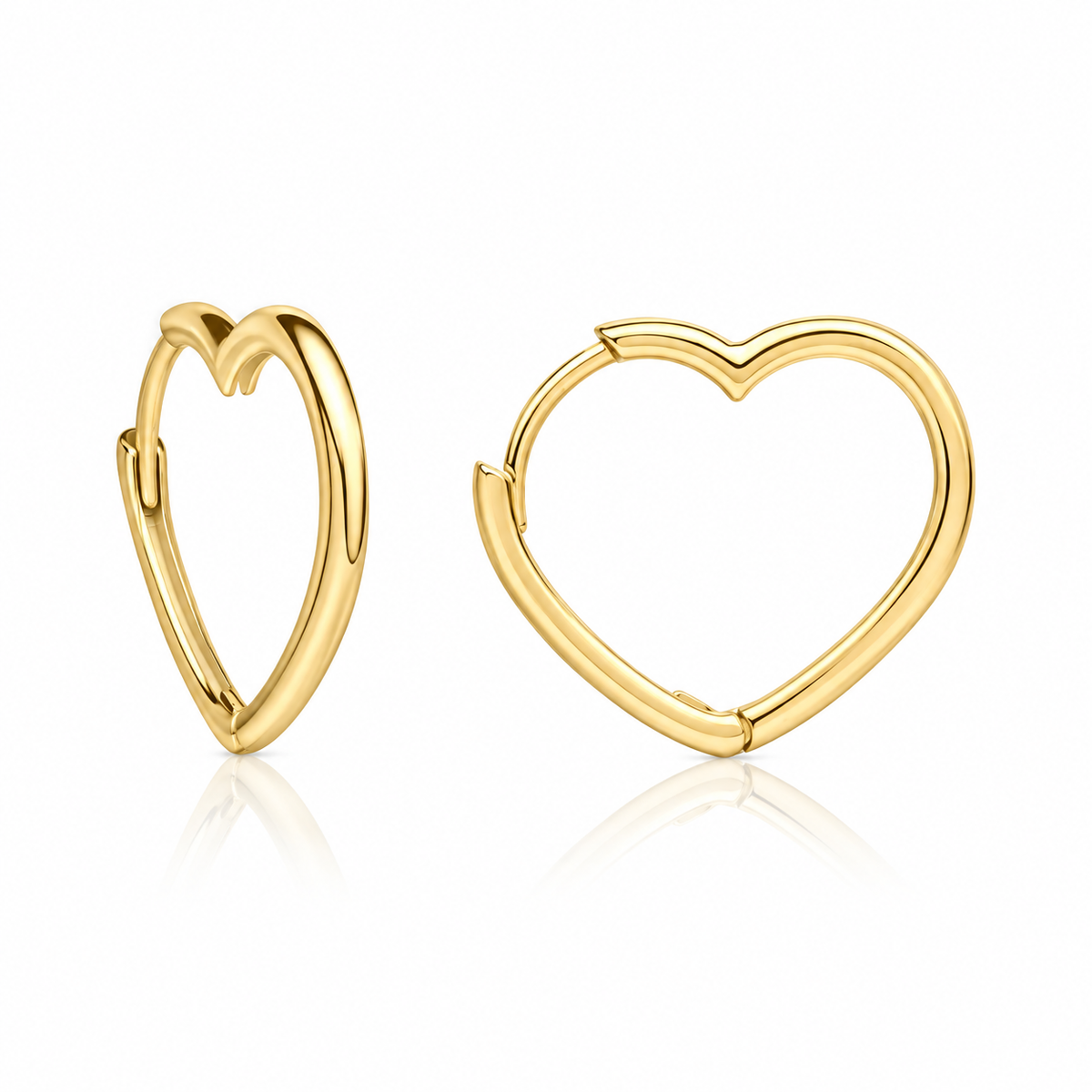 9ct yellow gold open heart hoop earrings with polished finish