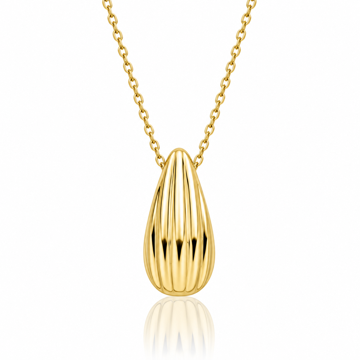 9ct yellow gold sculpted drop necklace on 45 cm chain