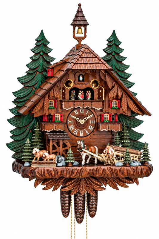 8-Day Cuckoo Musical Clock – Black Forest Carriage