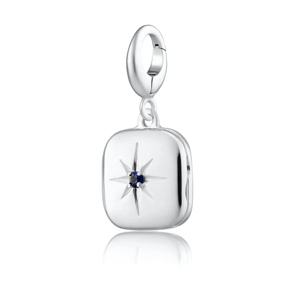 Lily Charmed silver star photo locket charm with blue cubic zirconia