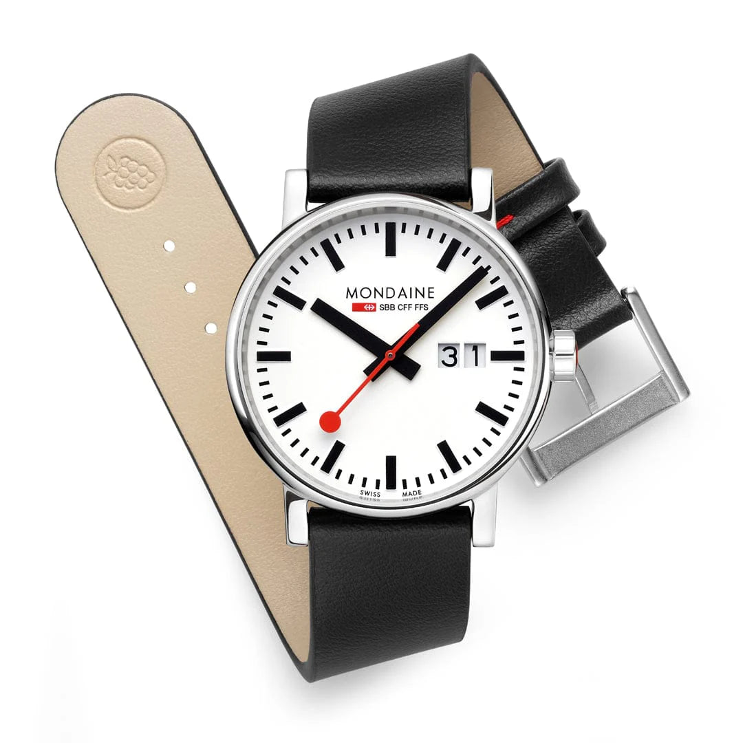 evo2 Date, Black vegan grape leather, 40 mm