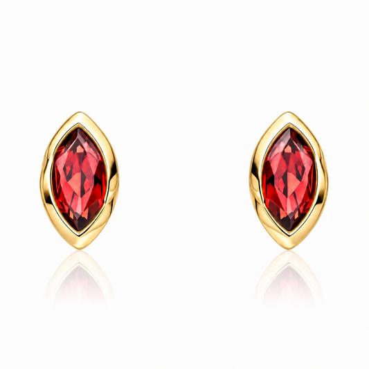 Marquise Garnet Stud Earrings in 9ct Gold