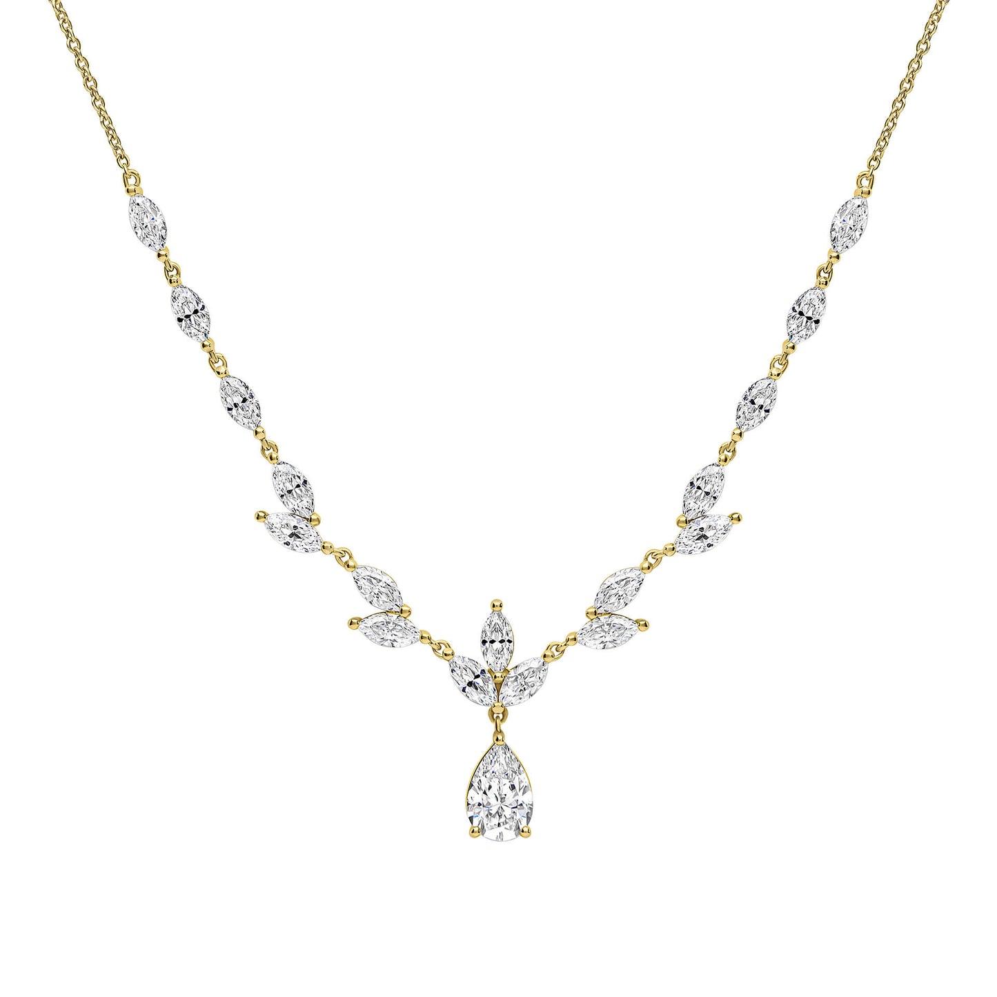 Vine Leaf Necklace with Teardrop Drop