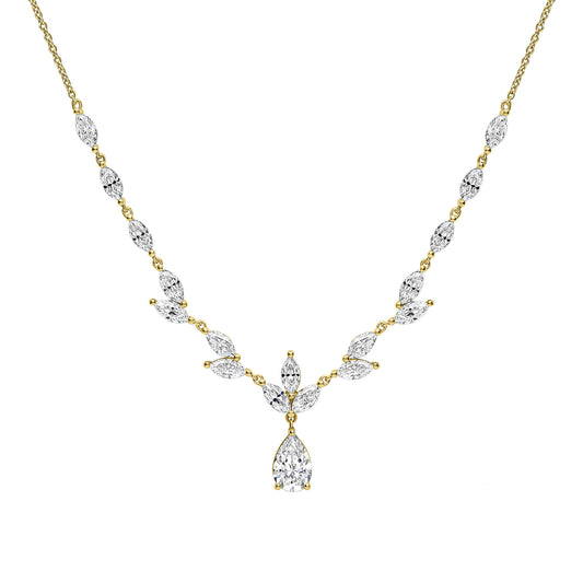 Vine Leaf Necklace with Teardrop Drop