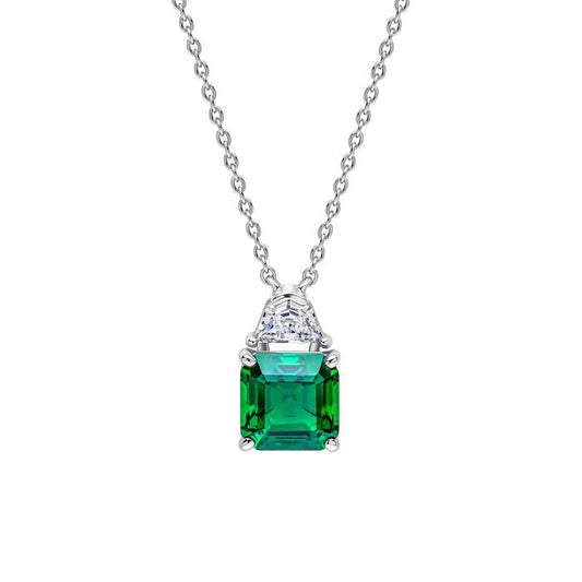 Emerald Zirconia Square Cut Necklace