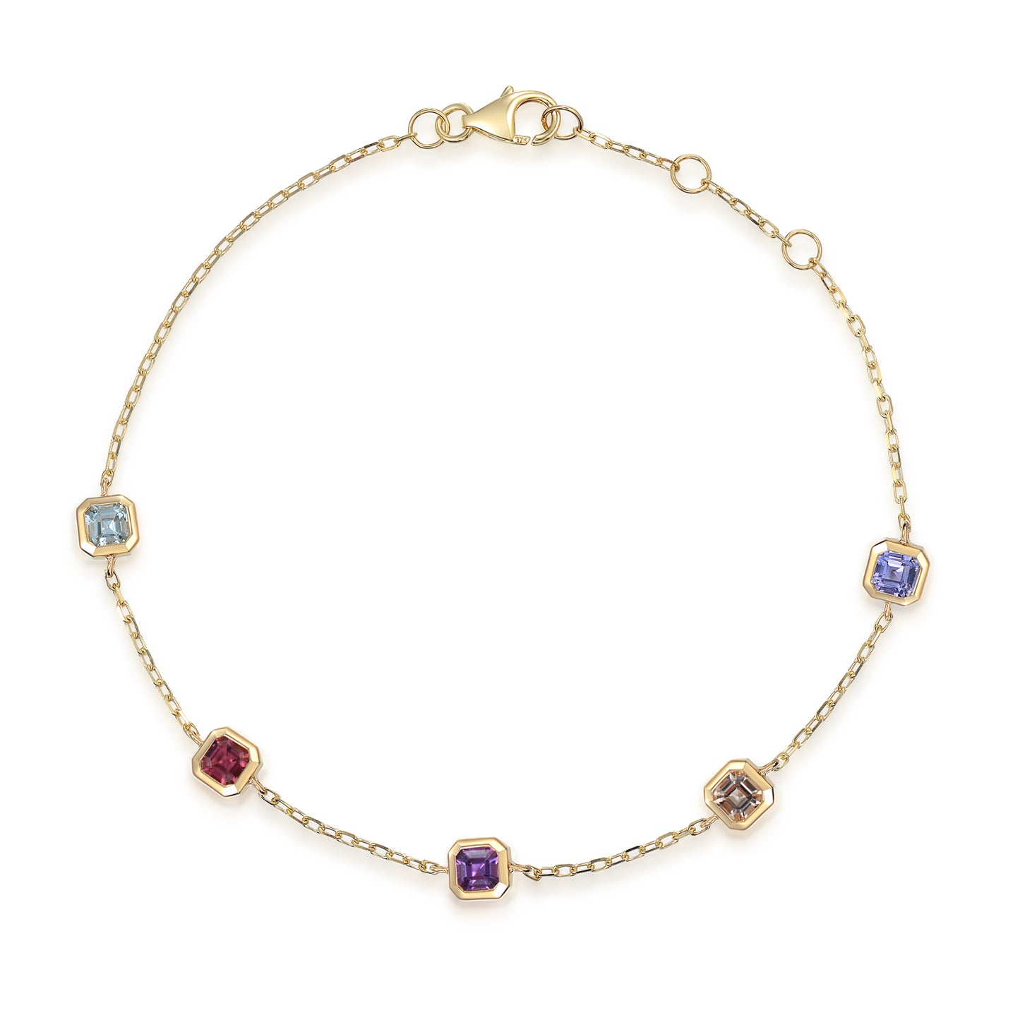 Octagon Step Cut Multi Gemstone Bracelet