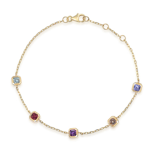 Octagon Step Cut Multi Gemstone Bracelet
