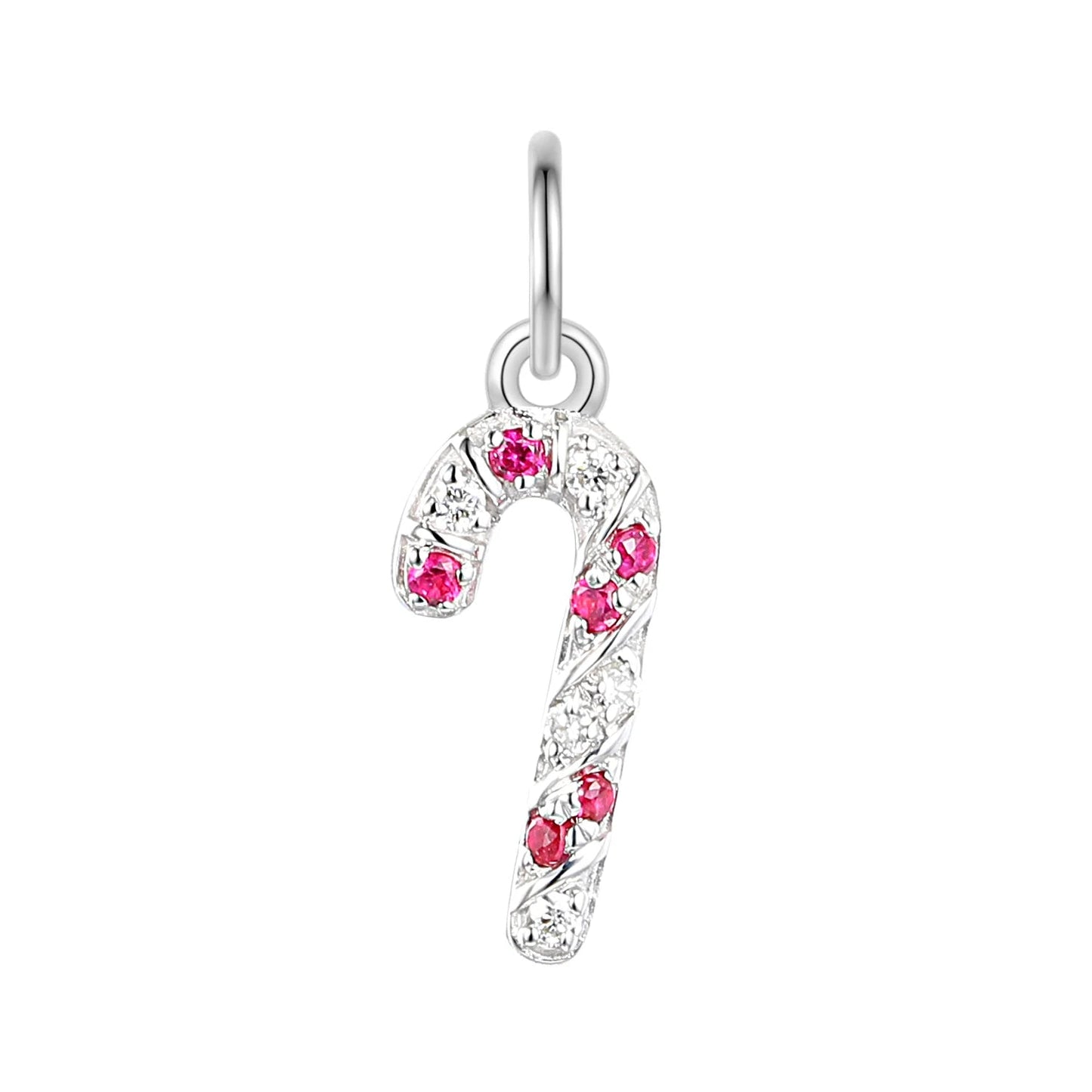 Diamond & Ruby Candy Cane Charm