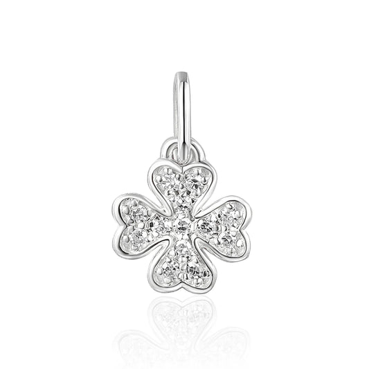 Diamond-set clover fine jewellery charm available to order from Marcus Tempus