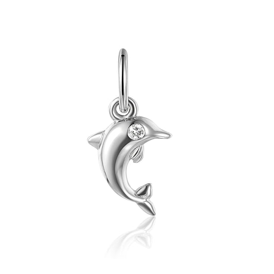 Diamond-set dolphin fine jewellery charm available to order from Marcus Tempus