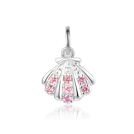 Pink tourmaline seashell charm in 9ct gold