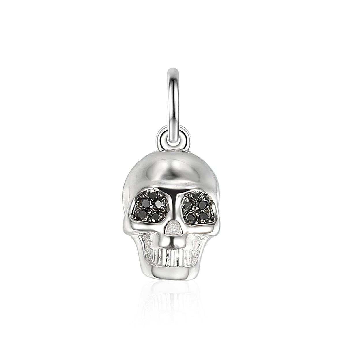 Diamond skull charm with contrasting black diamond eye, available to order from Marcus Tempus