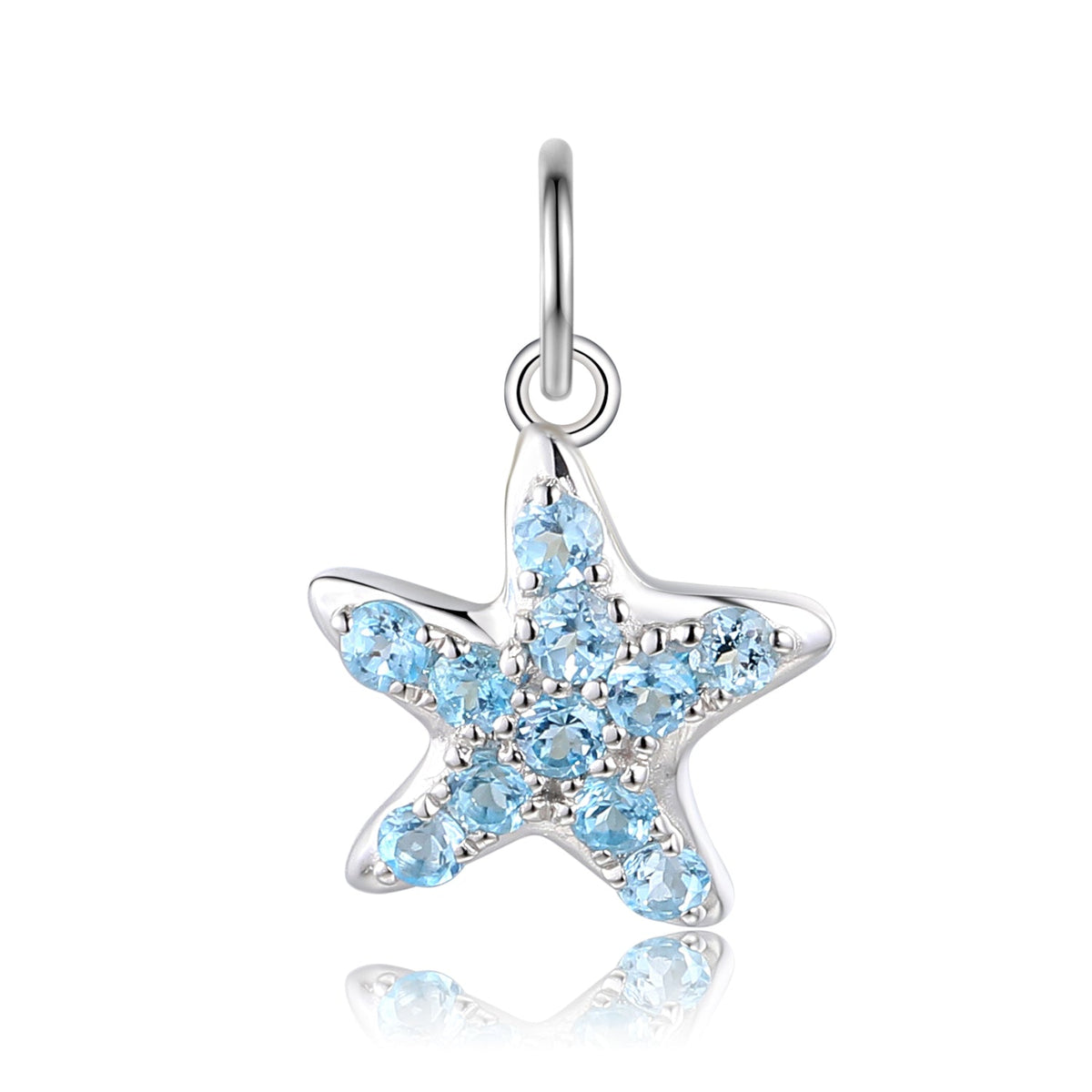 Blue topaz starfish fine jewellery charm available to order from Marcus Tempus