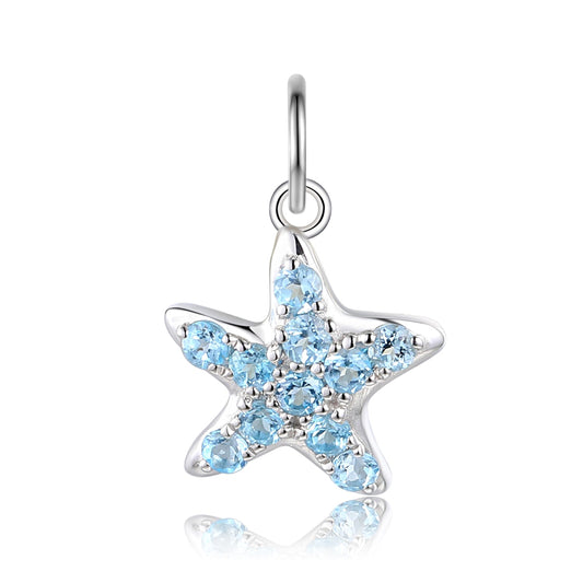 Blue topaz starfish fine jewellery charm available to order from Marcus Tempus