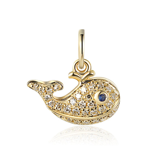 Diamond-set whale fine jewellery charm available to order from Marcus Tempus