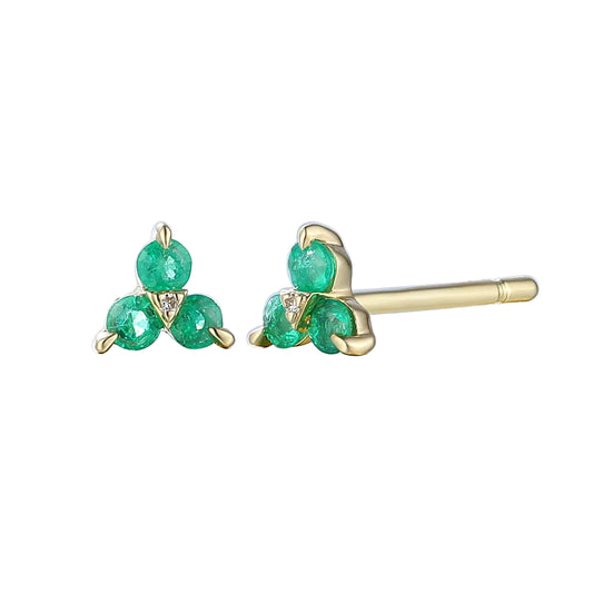 Triangle Emerald & Diamond Stud