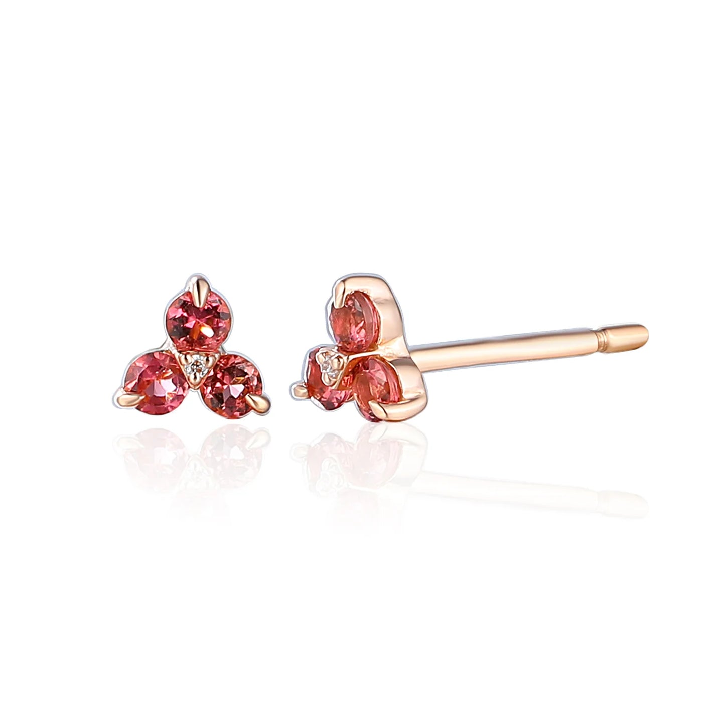 Triangle Tourmaline & Diamond Stud Earrings