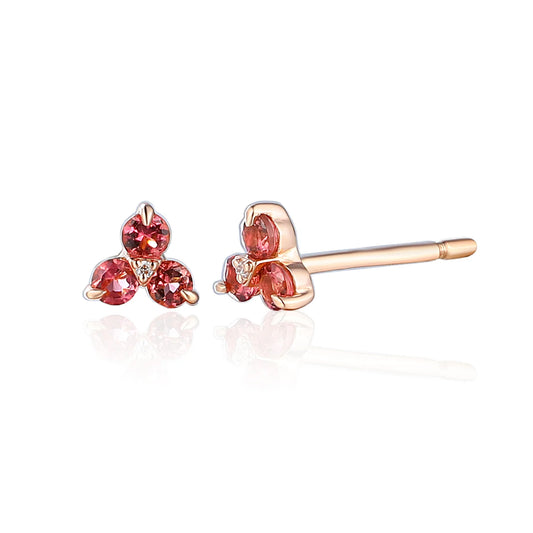 Triangle Tourmaline & Diamond Stud Earrings