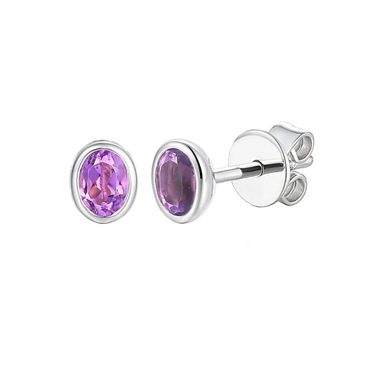 Rubover 4X3mm Amethyst Stud