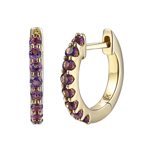 Gemstone Set Gold Hoops
