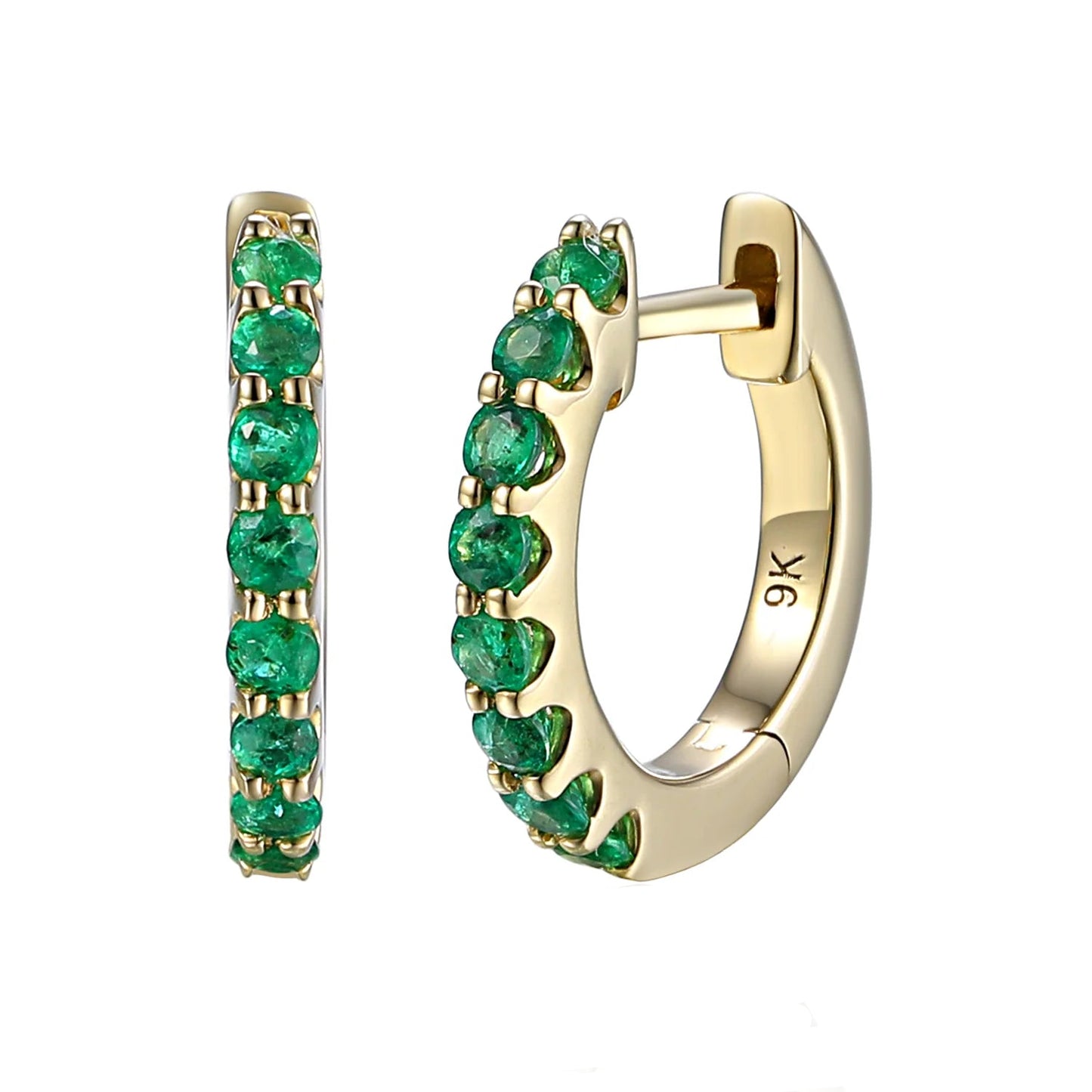 Gemstone Set Gold Hoops