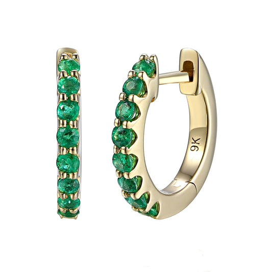 Gemstone Set Gold Hoops