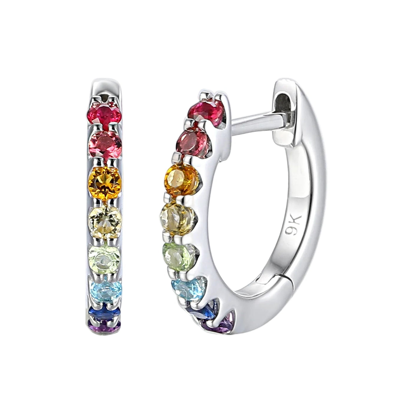 Gemstone Set Gold Hoops