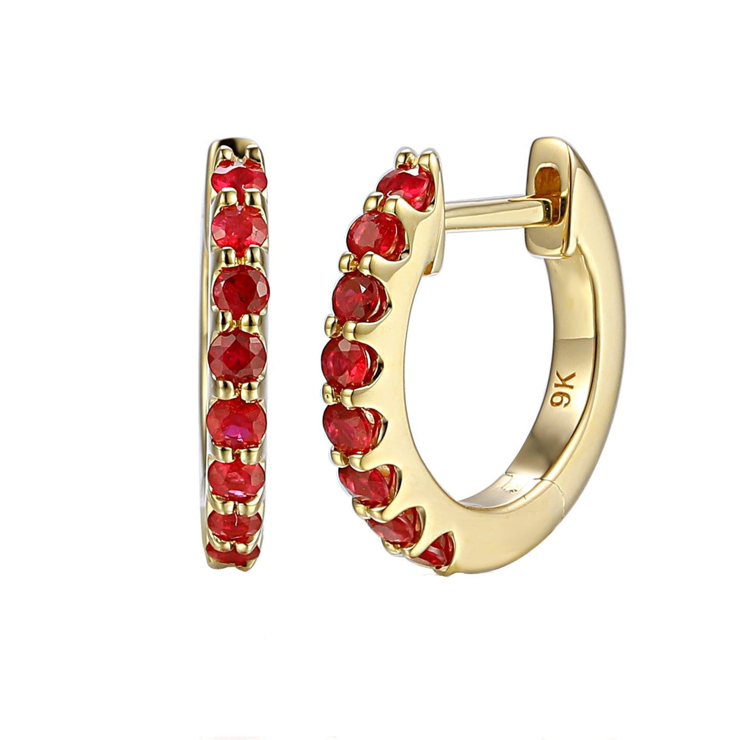 Gemstone Set Gold Hoops