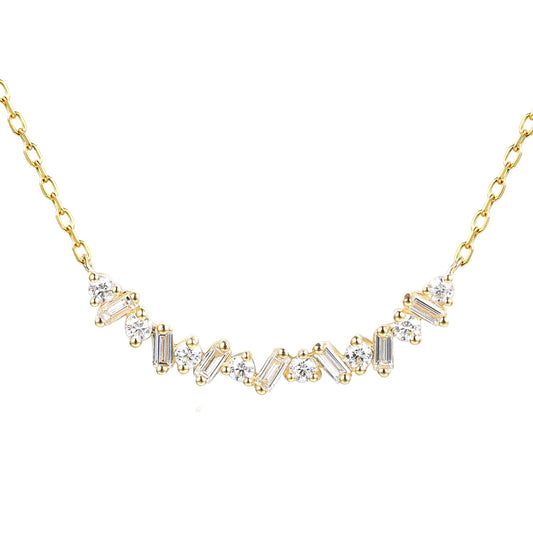 Zig-Zag Diamond Necklace On Chain in 9ct Gold