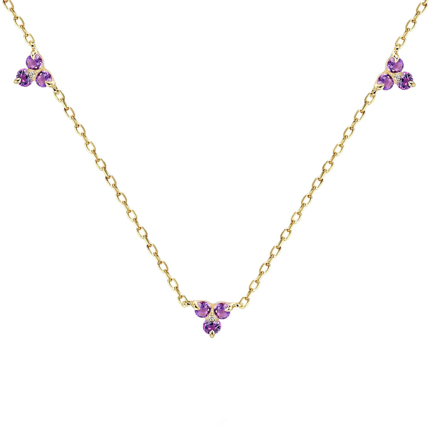 Trefoil Triple Amethyst Necklace