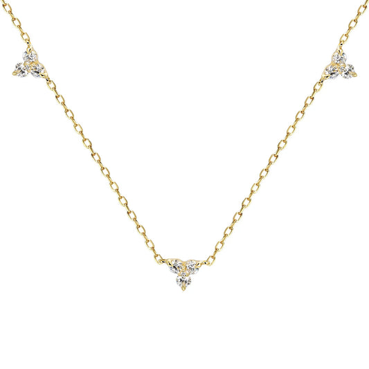 Trefoil Diamond Triple Diamond Necklace in 9ct Gold