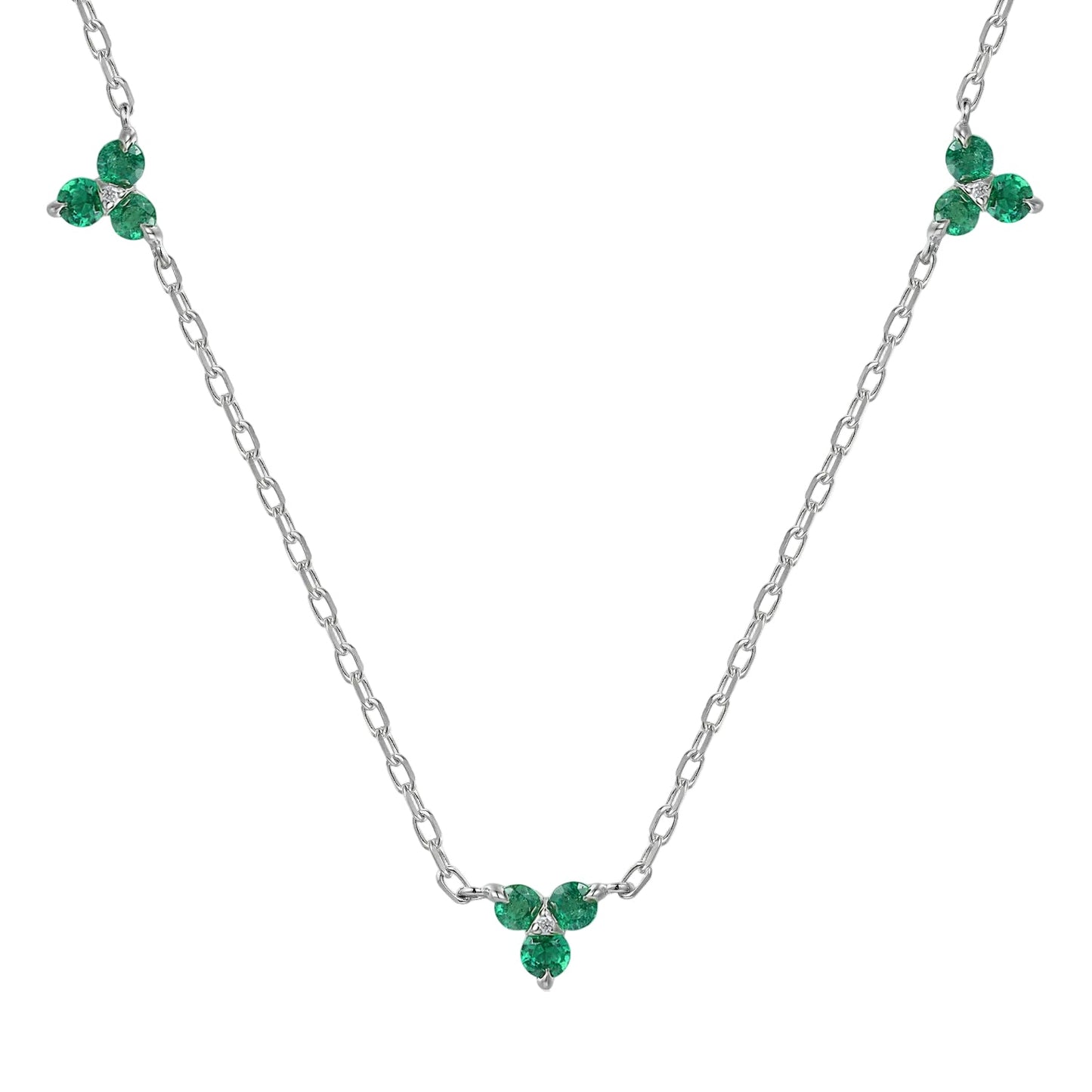 Trefoil Triple Emerald Necklace
