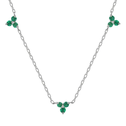 Trefoil Triple Emerald Necklace