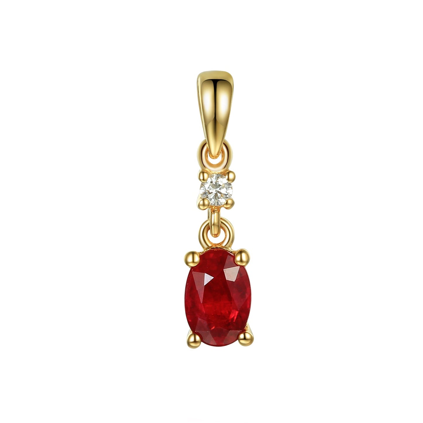 9ct Gold Pendant with Ruby and Diamond