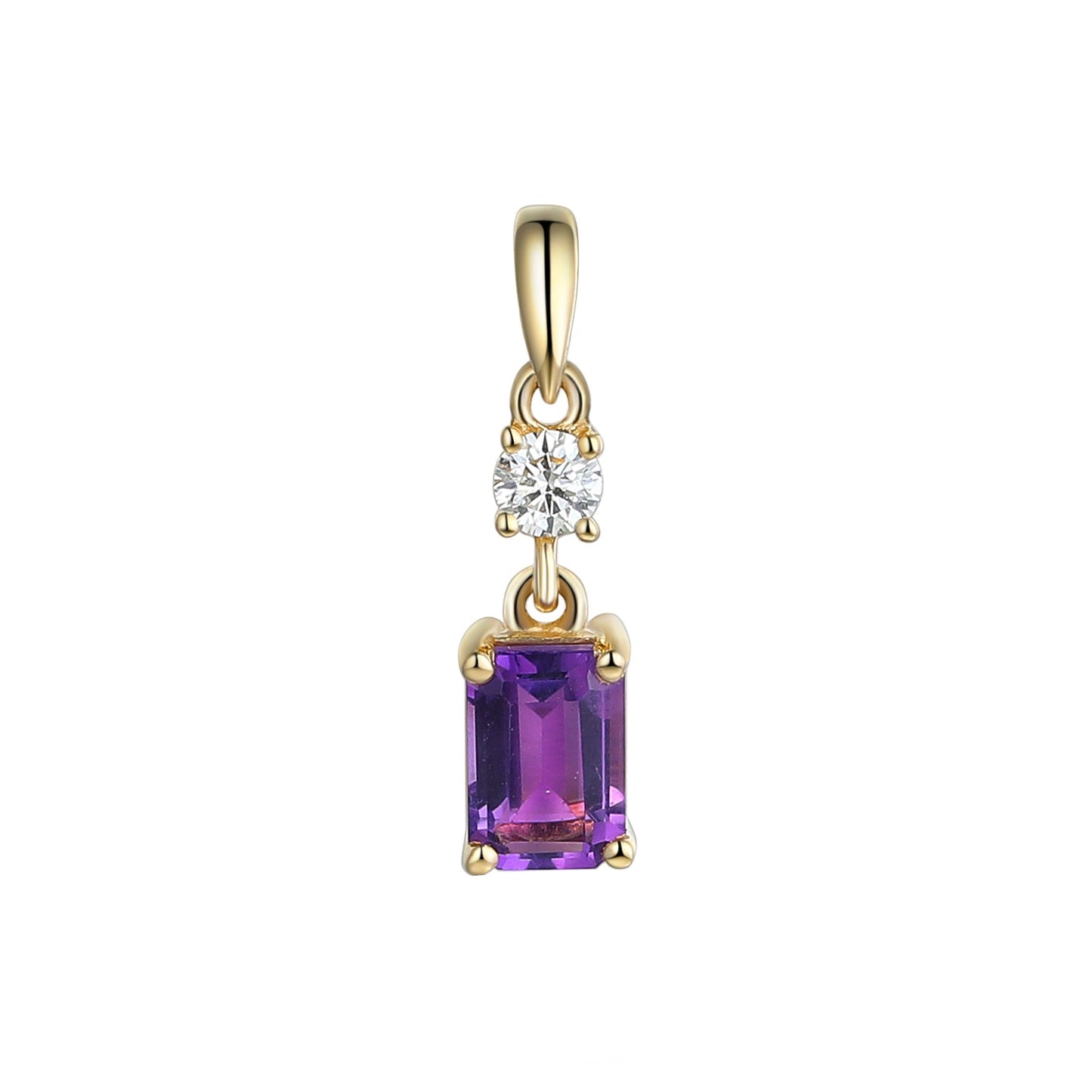 9ct Gold Amethyst and Dimond Pendant
