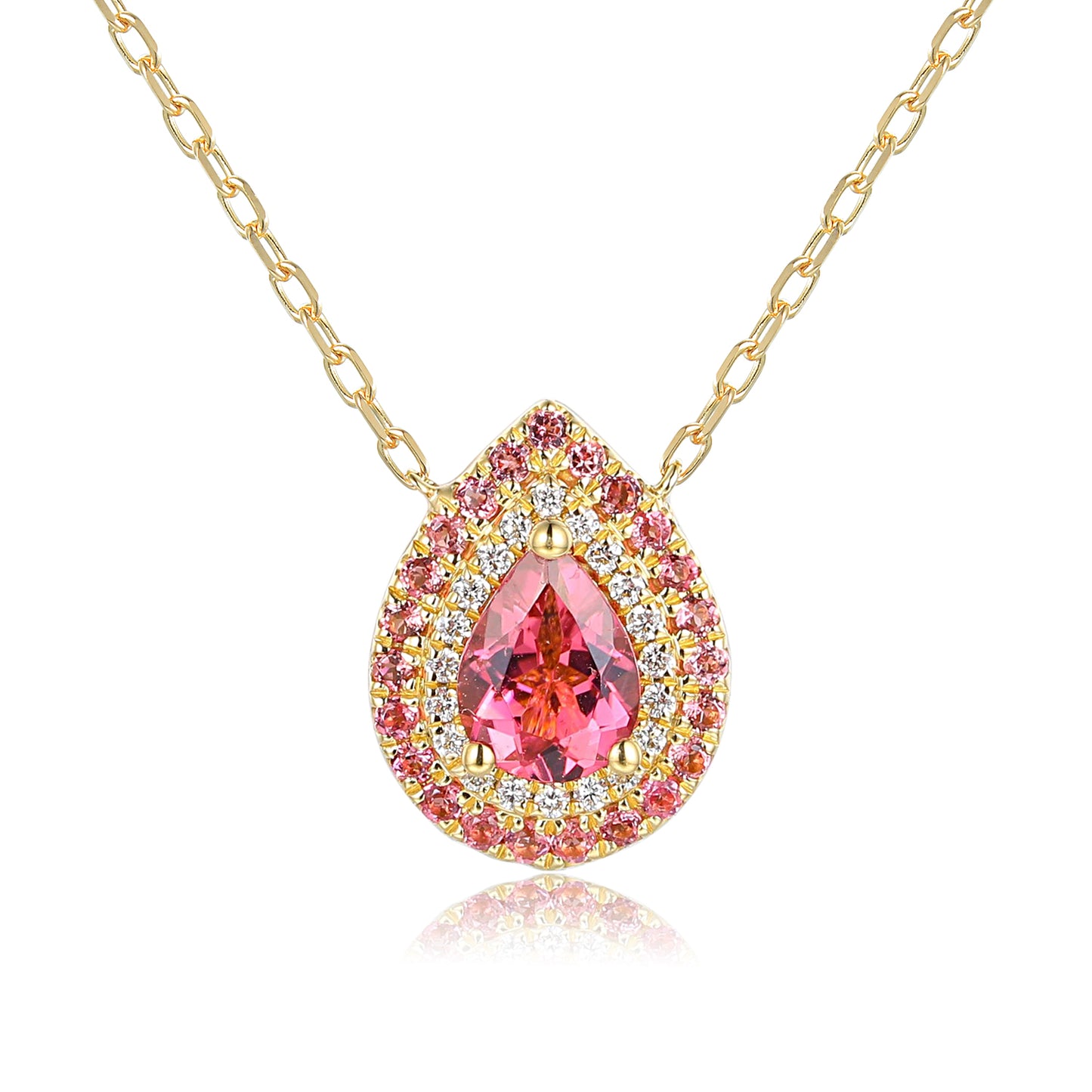 18ct Pink Tourmaline Pendant with Diamond