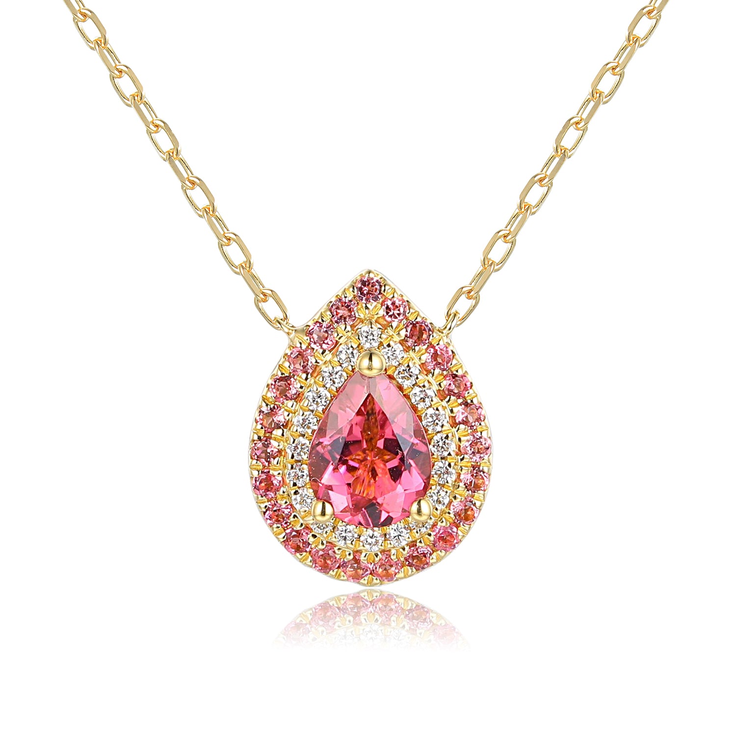 18ct Pink Tourmaline Pendant with Diamond