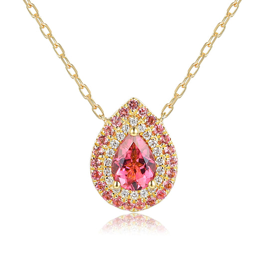 18ct Pink Tourmaline Pendant with Diamond