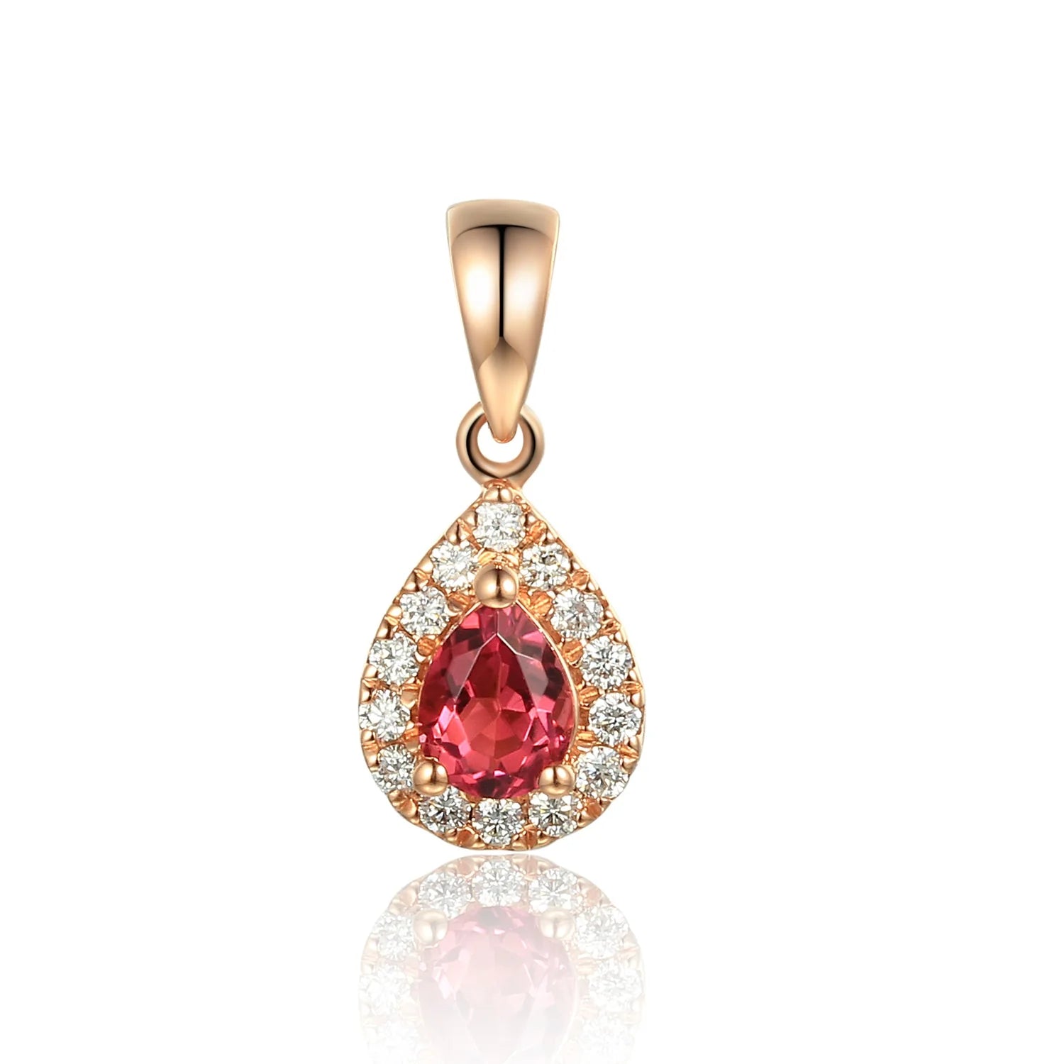 Pink tourmaline and diamond cluster pendant in rose gold