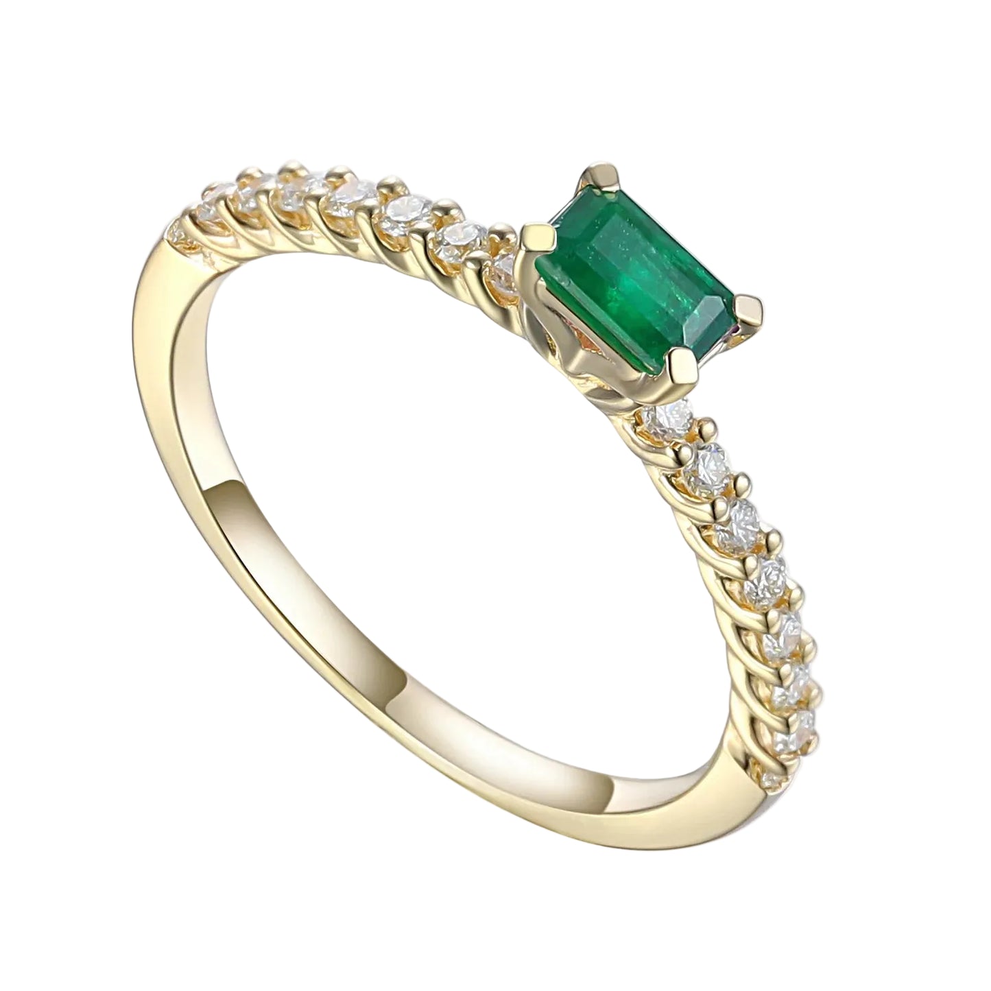 Emerald and Diamond Fine Stacking Ring