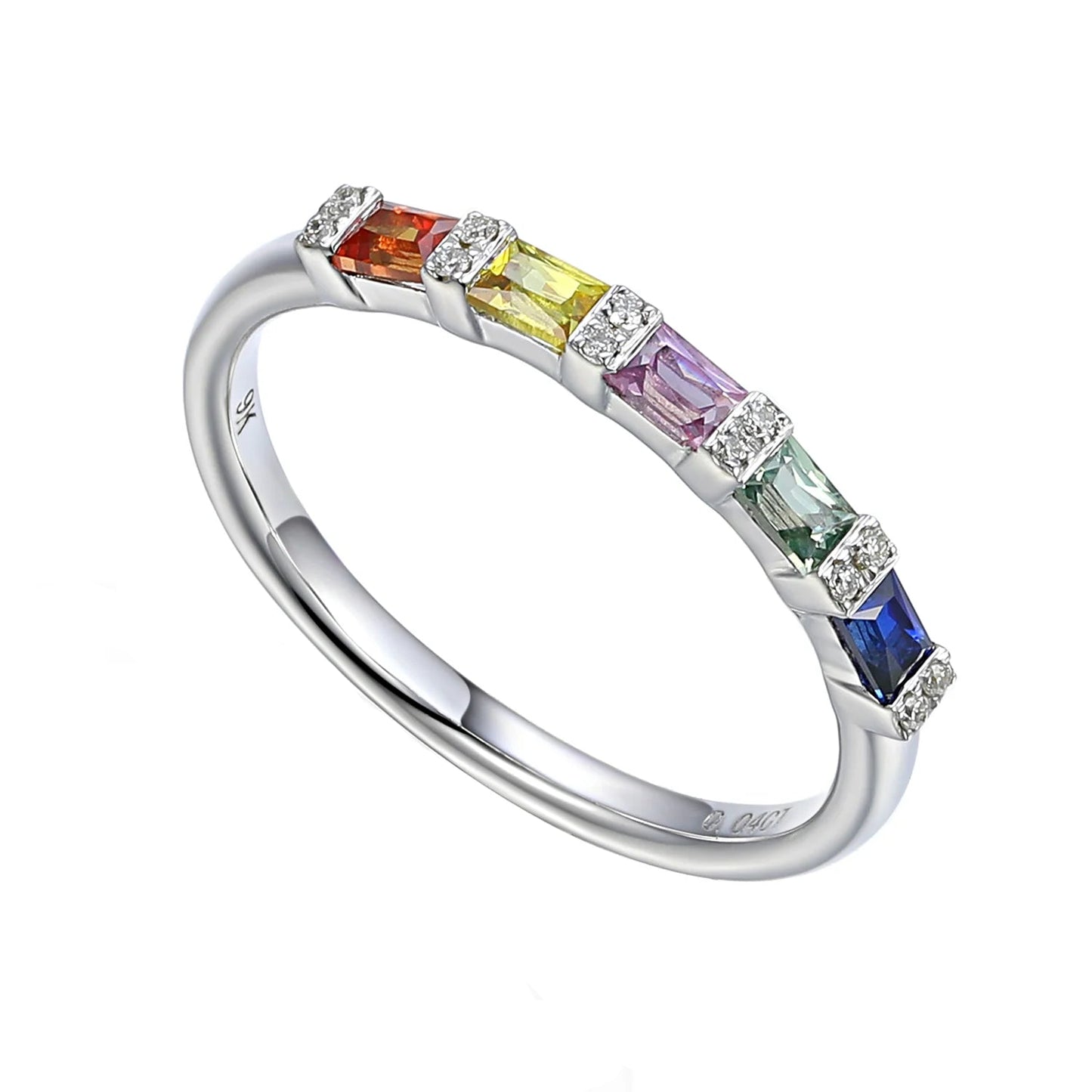 Multi Sapphire & Diamond Baguette Eternity Ring