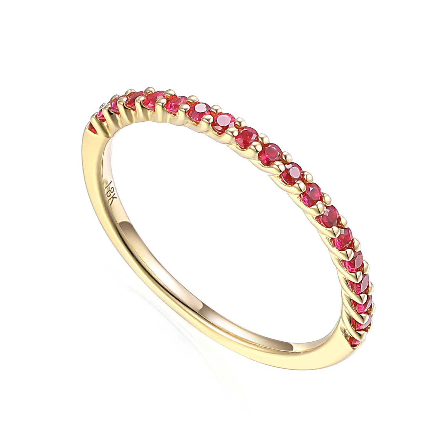 Pink tourmaline half eternity ring in gold