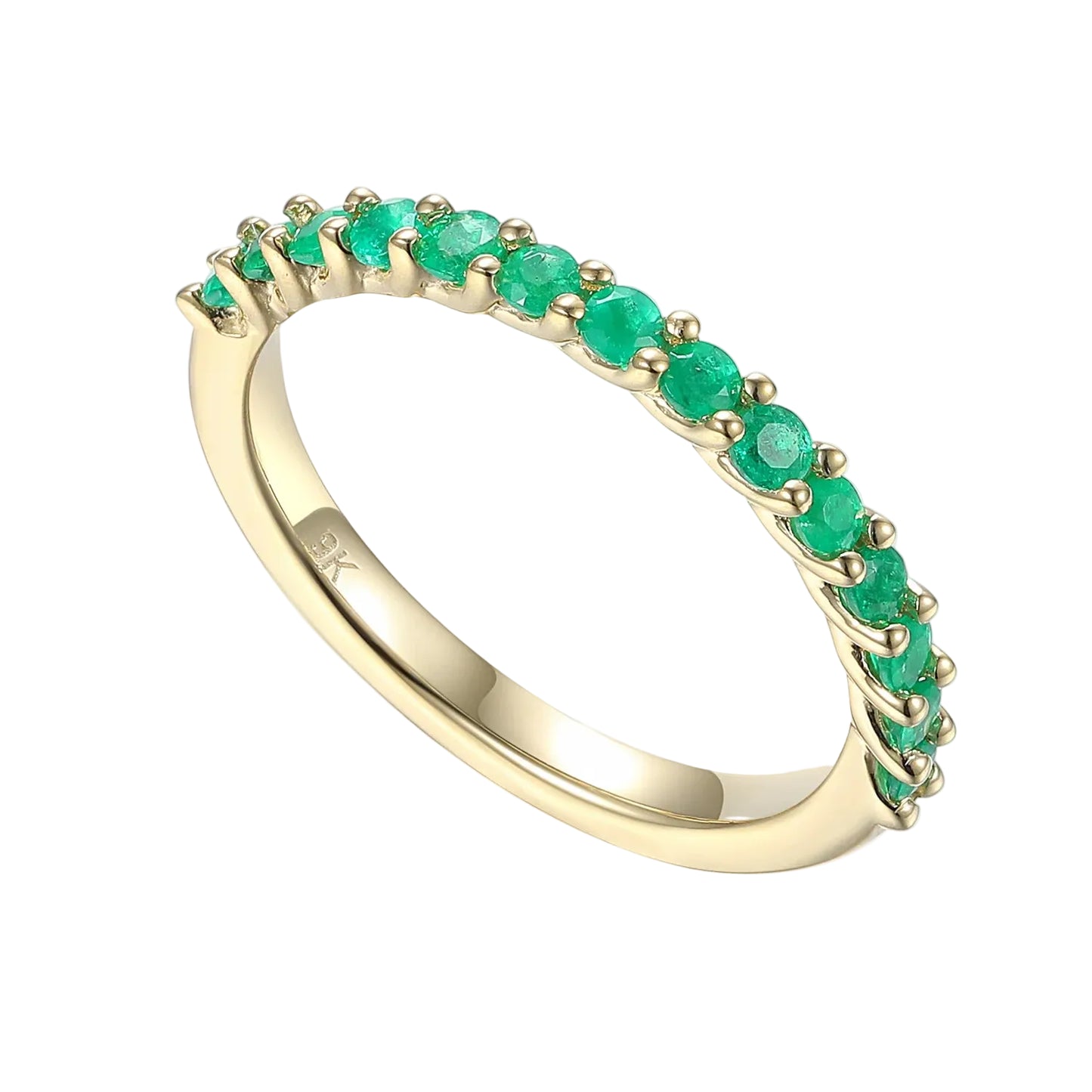 9ct Emerald Half Eternity Band 2.5 mm